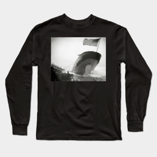 Launch of Steamer Ship, 1905. Vintage Photo Long Sleeve T-Shirt